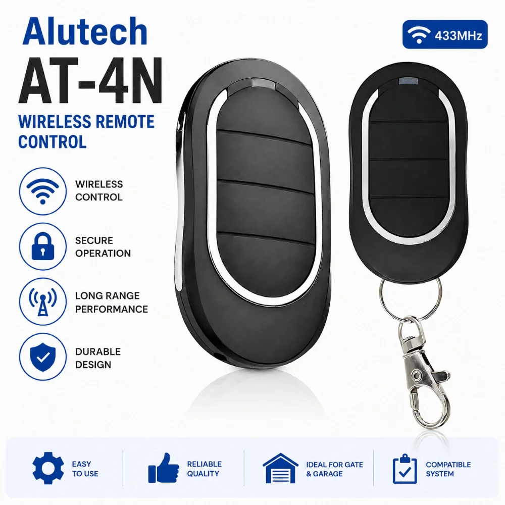 433MHz Gate Remote for Alutech AT-4N Rolling Code 4 Buttons Garage Door Remote Control Learning Code Remote Control Fob