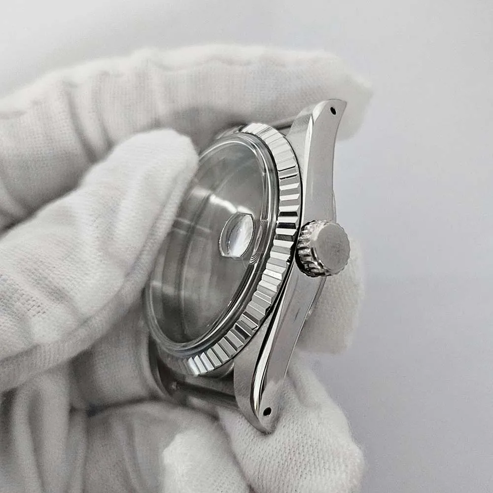 NH35 Case 36mm, Acrylic Glass Stainless Steel Watch Case for NH35 NH36 4R Movement, 3ATM Waterproof, Solid Bottom Shell