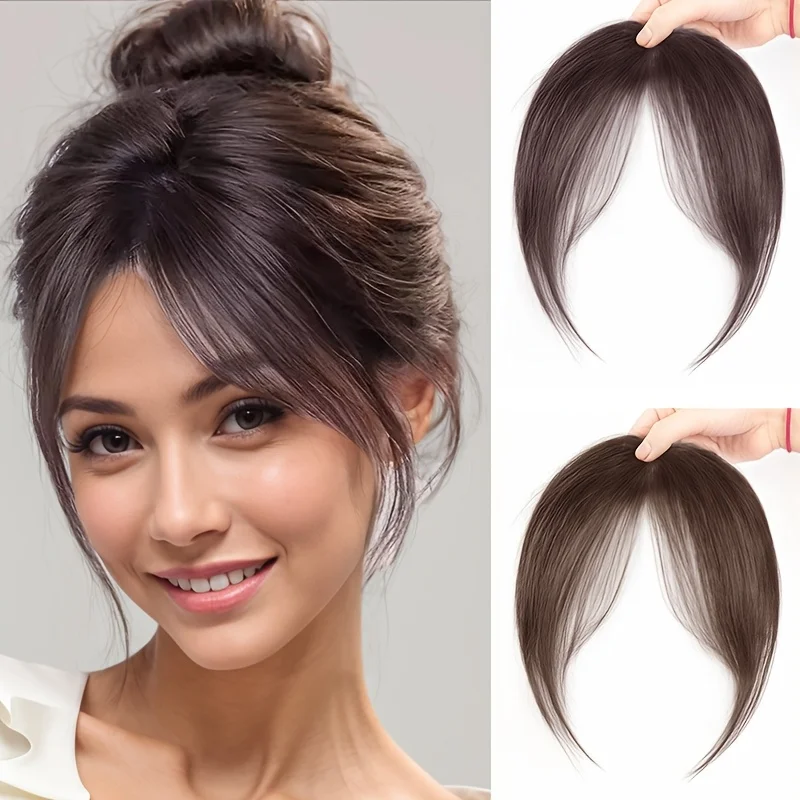 Synthetic Invisible Closure Bang Middle Part Fake Bangs Fringe Topper Hairpiece Clip-In Bang Extension Hairpiece Women