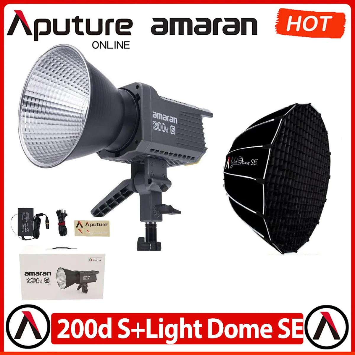 

Aputure Amaran 200d S+Aputure Light Dome SE, 200W 5600K Daylight Photography Lighting Bowens Mount with Sidus Link APP Control