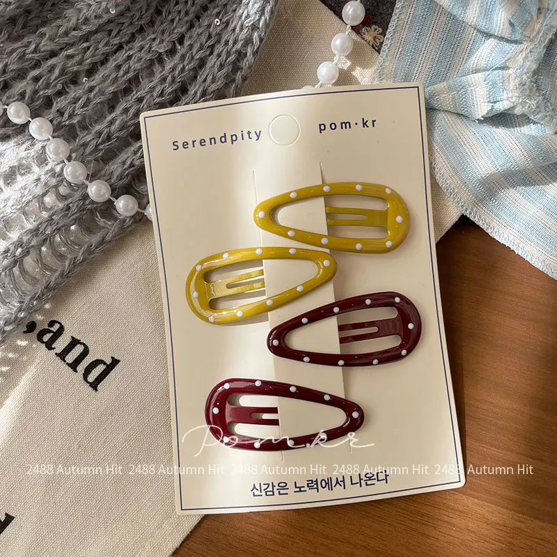 

Новые детские заколки-зажимы ручной работы с геометрическим узором в горошек, с бахромой, для повседневного использования, милые аксессуары для волос для малышей