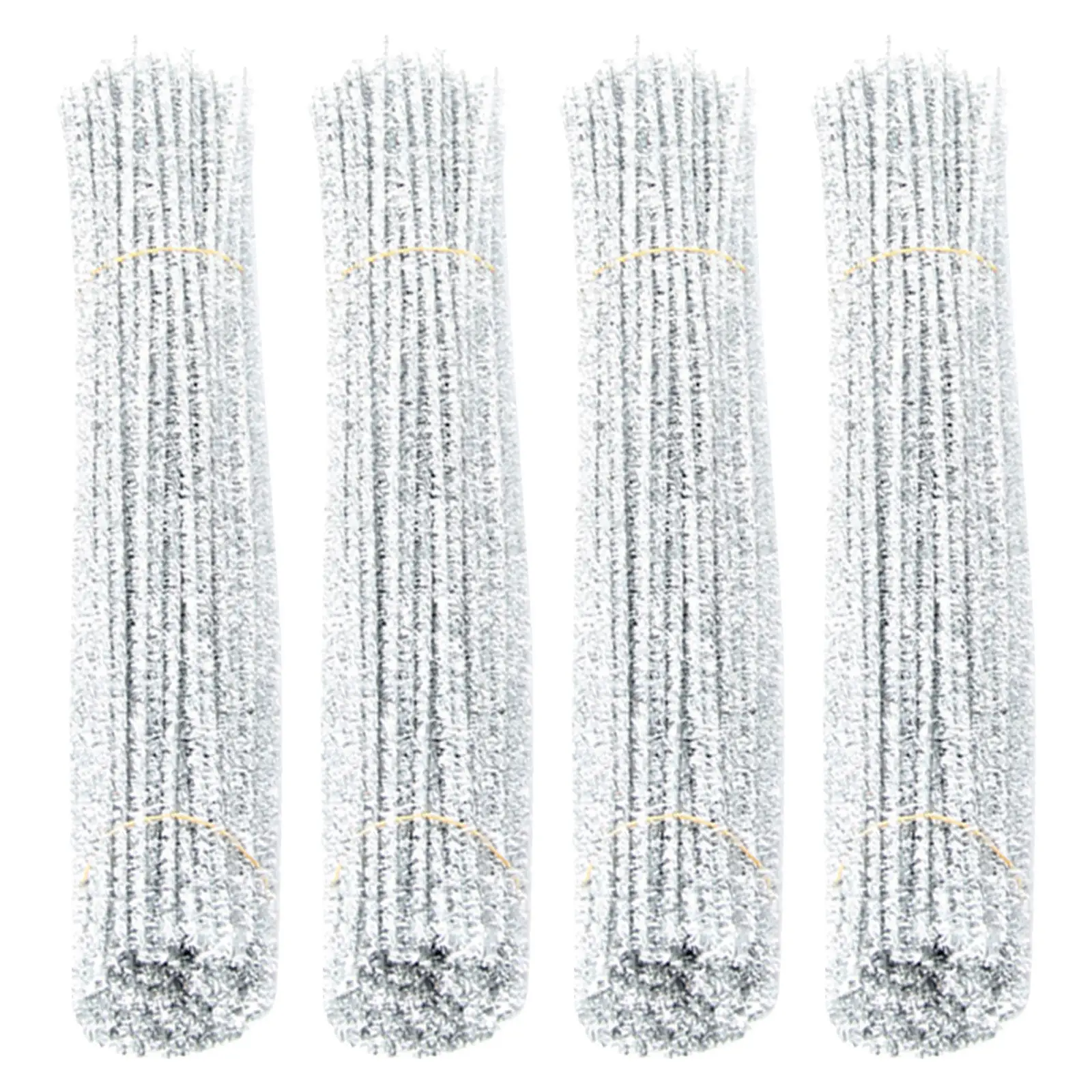 600 Pcs Christmas Tinsel Holiday Pipe Cleaners for Crafts Silver Metallic Chenille Stems