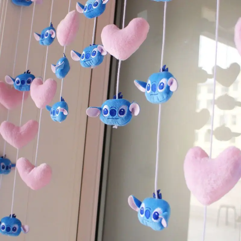 Disney Stitch No Need To Punch Holes Door Curtain Cartoon Cute DIY Party Gift Cut Off Door Curtain Decorate Pink Heart Curtain