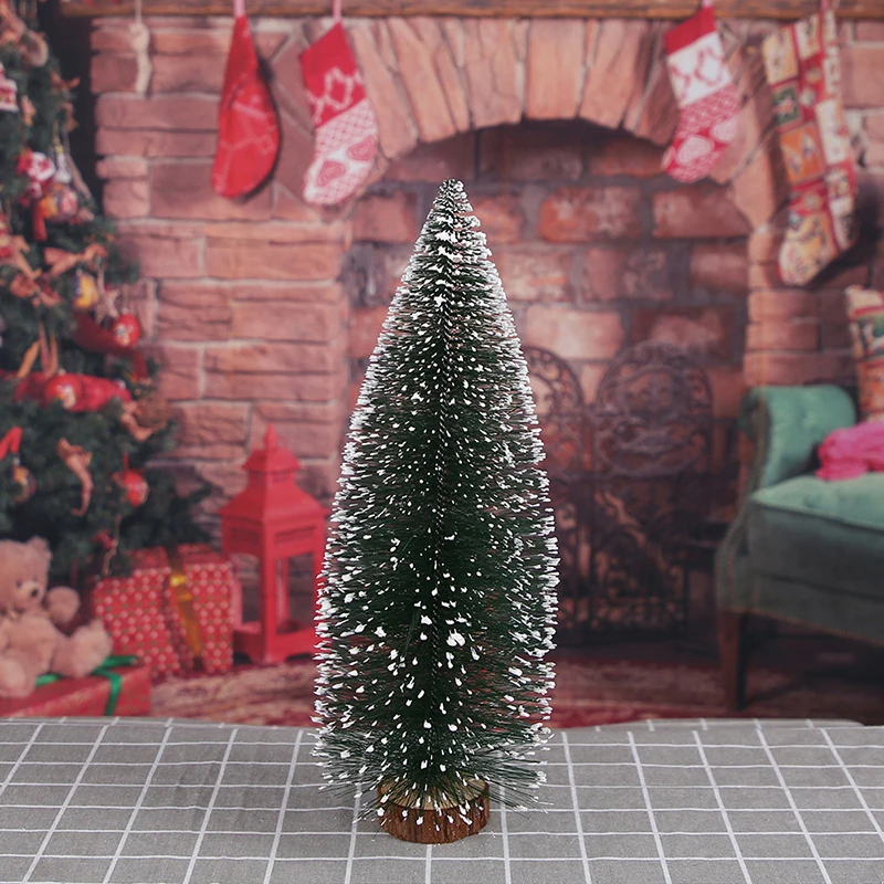 Mini Christmas Tree Ornament Small Artificial Pine Sisal Snow Landscape Xmas Trees Christmas Tabletop Navidad Decor Gifts