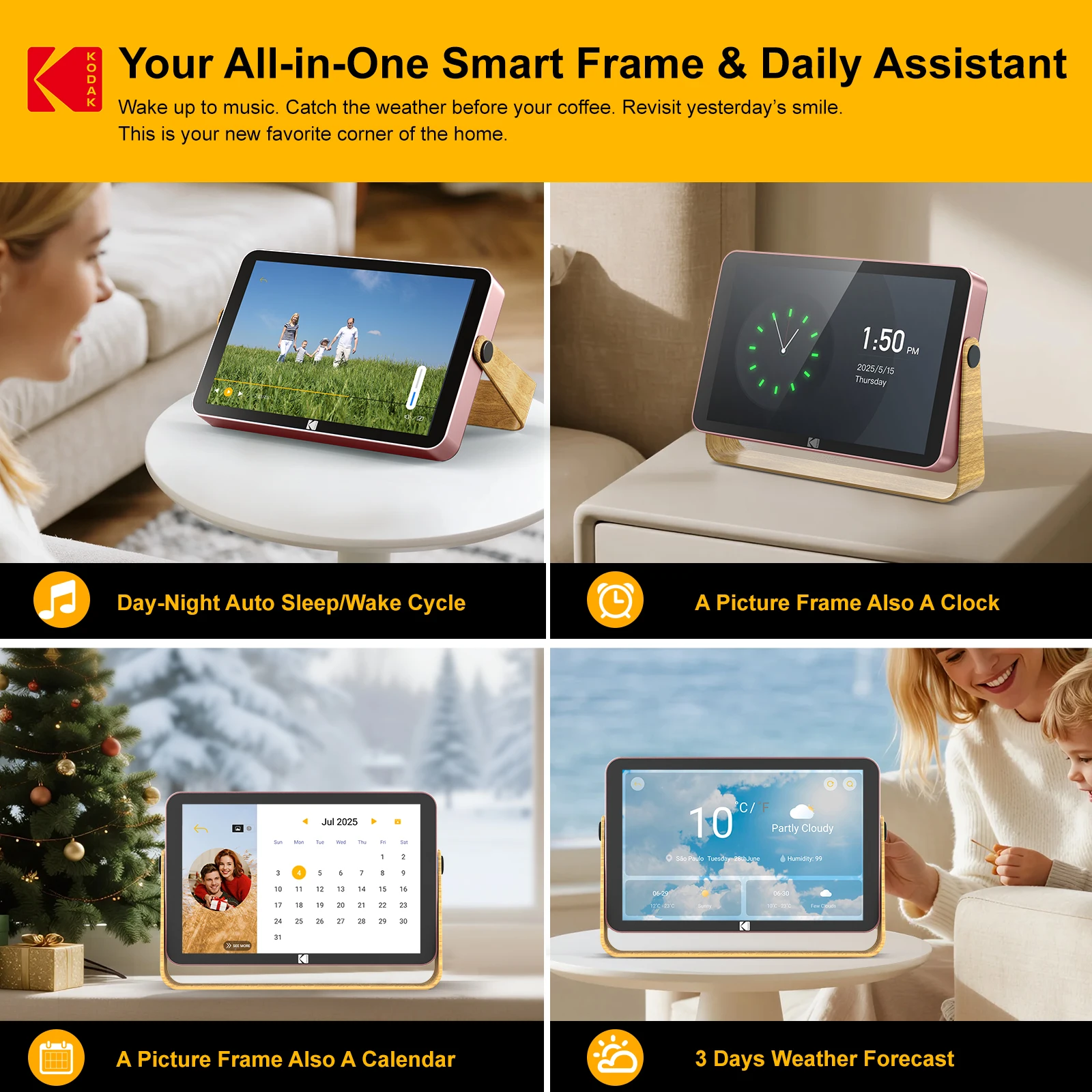 Kodak 10 Inch WiFi Digital Picture Frame Built-in Battery 1280*800 IPS Touch Screen,16GB Storage Instant Wireless Sharing Photo