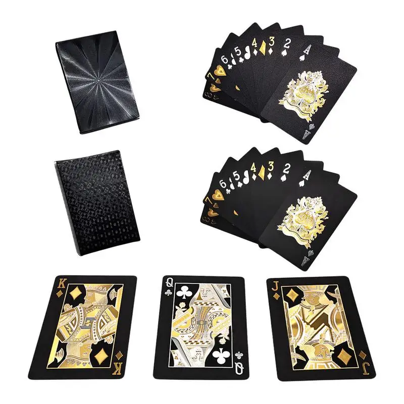 Gold Foil Poker Cards Game Plastic Waterproof Poker For Camping Beach Swimming Pool Family Party Playing Card Board Deck Games