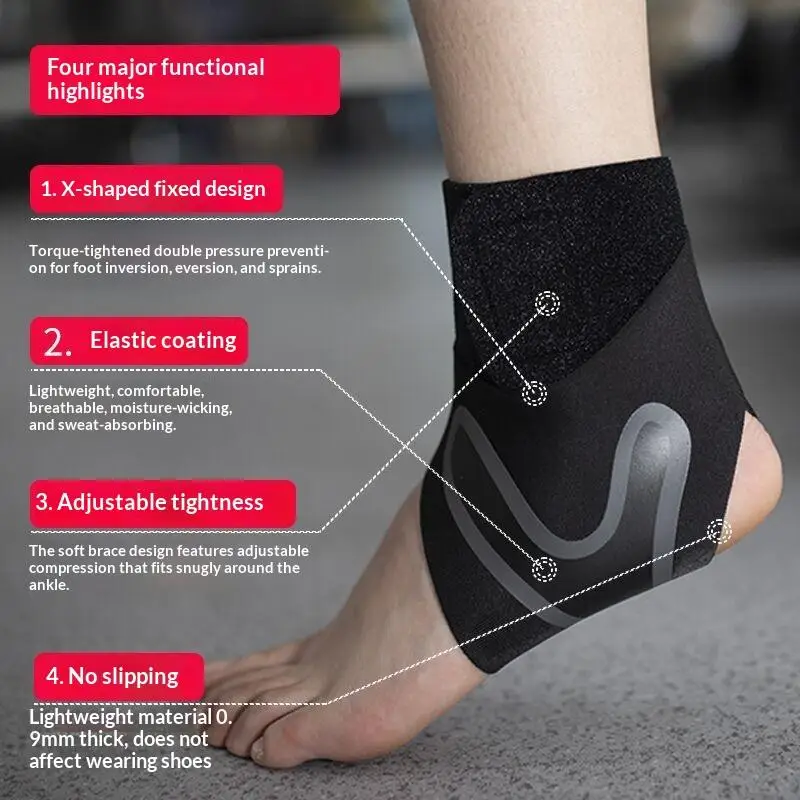 Self-Adhesive Ankle Support Tape Flexible Skin-Friendly Bandage for Men Women Yoga Pilates Daily Sports Protection