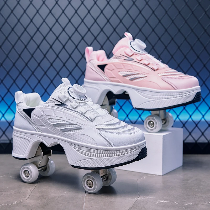 2026 New Big Four-wheeled Roller Skates Four-wheeled Retractable Teenagers Roller Skates Waterproof Roller Skates Kids Gifts