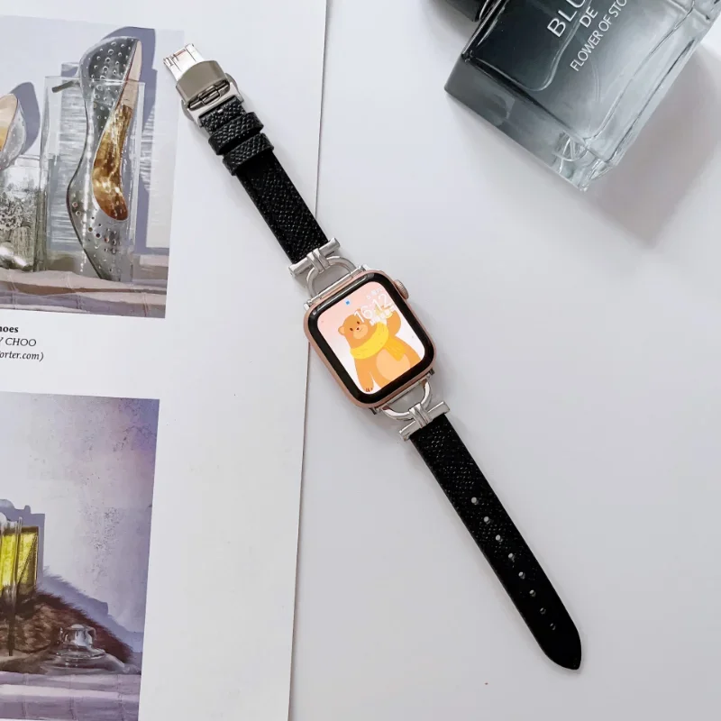 فراشة مشبك حزام جلد طبيعي ل أبل ساعة 41 مللي متر 45 44 40 42 38 49 الترا Correa الفرقة ل iWatch سلسلة 8 7 SE 6 5 4