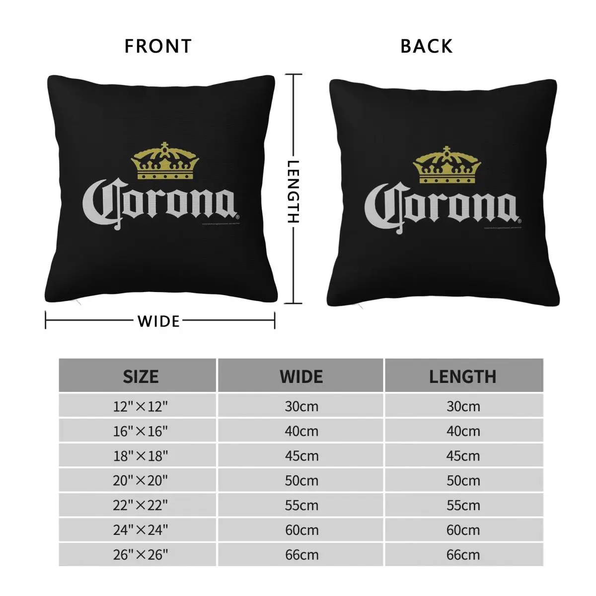 Corona Logo Multi Color Square Pillowcase Polyester Linen Velvet Creative Zip Decor Pillow Case Bed Cushion Cover