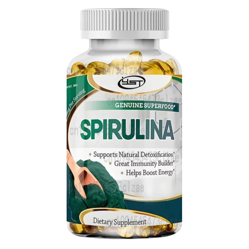 Spirulina Capsules - (500mg Vegetarian Capsules) Supplement, Supports Natural Detoxification, Beneficial for Cellular Health