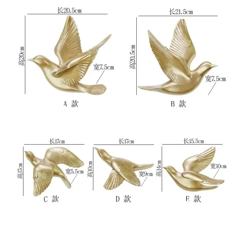 Nordic Resin Flying Birds Figurines Wall Hanging Simulation Swallows Home Decorations Sculptures Sparrow Living Room Ornaments