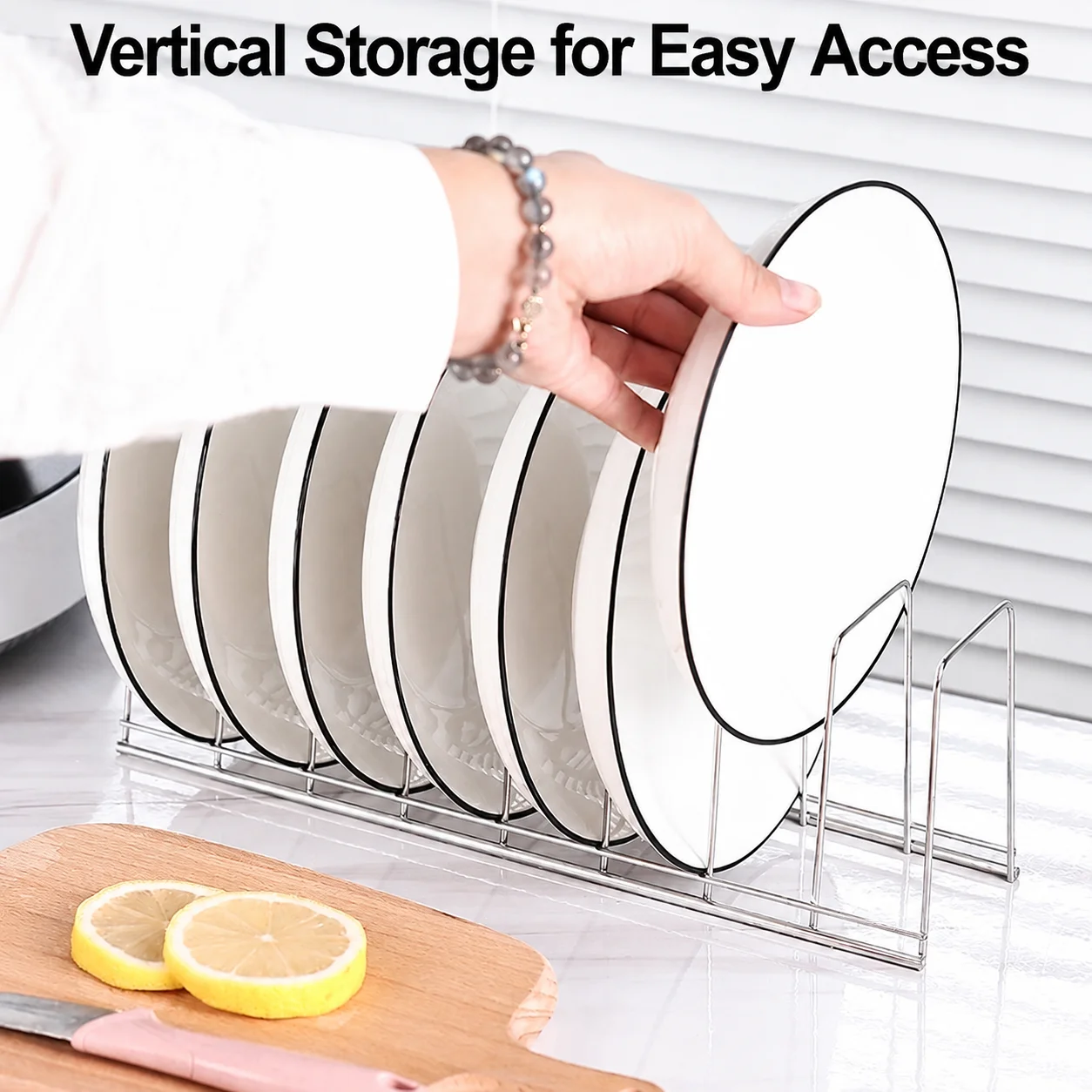 Stainless Steel Dish Drainer Rack, Space Saving Kitchen Plate Bowl Storage Rack Countertop Dish Drying Holder for Sink