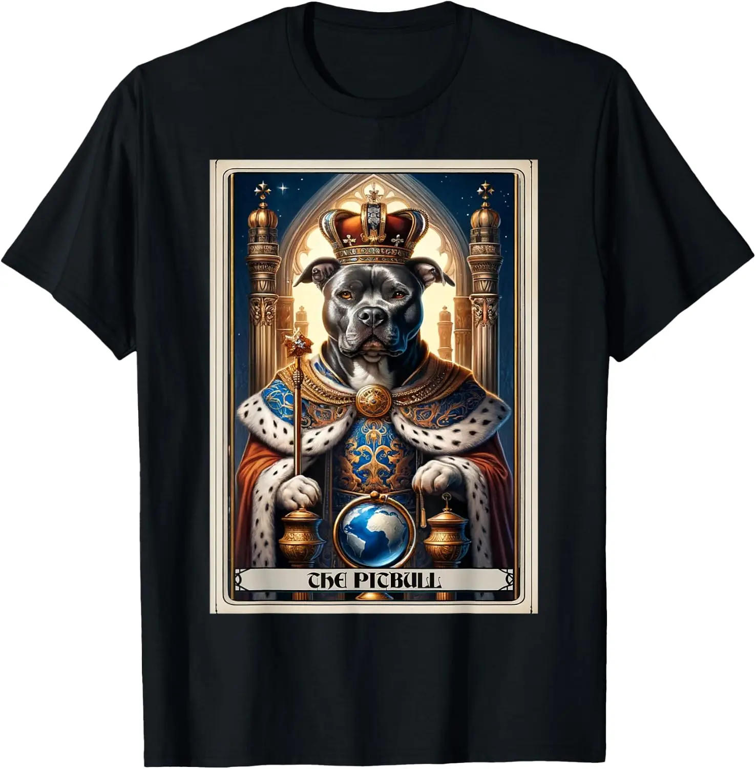 The Pitbull Tarot Card Dog T-Shirt 100% Cotton Trendy Y2K Short-Sleeve Tee-Soft, Quick-Drying, Moisture-Wicking; Ideal Sports