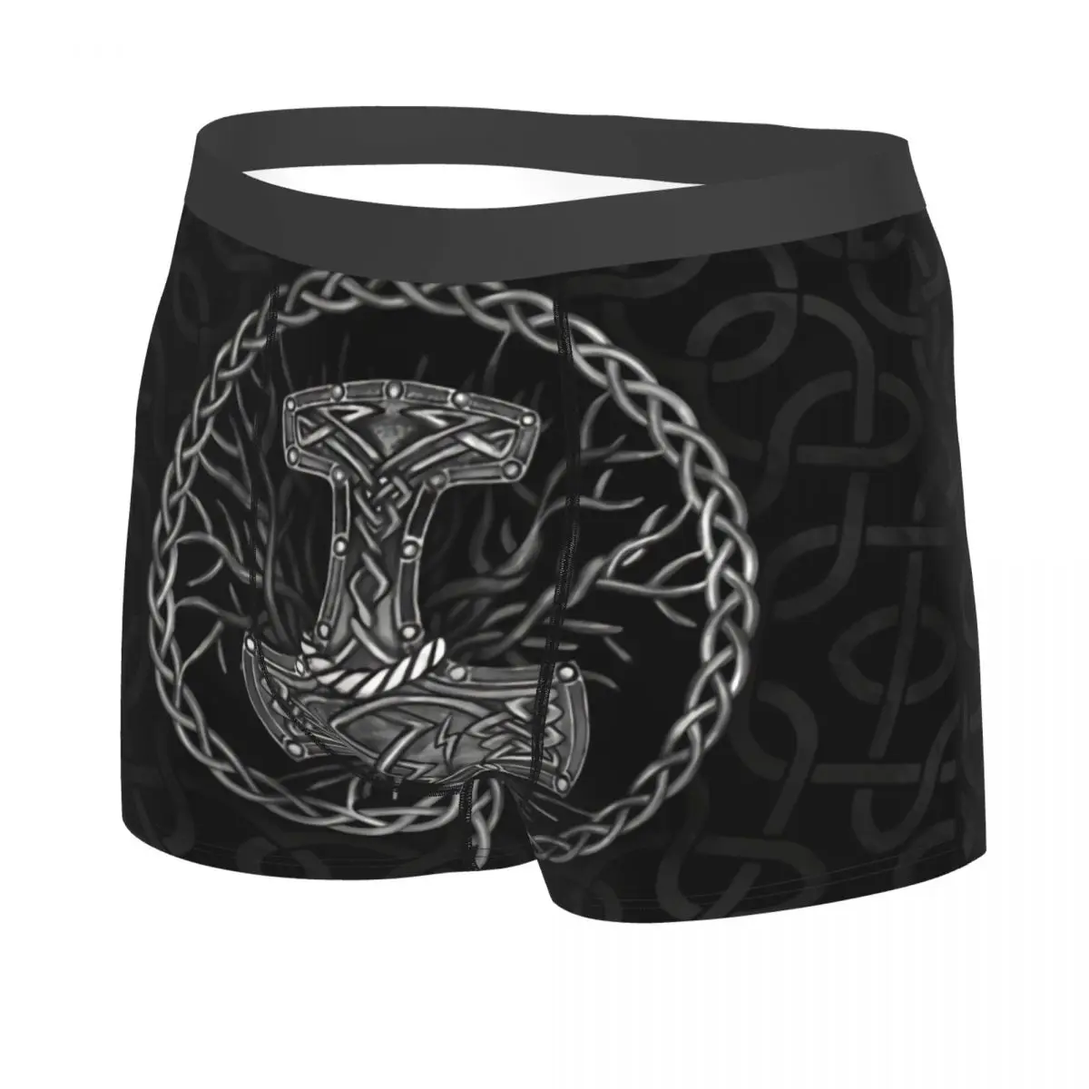 Mjolnir The Hammer Of Thor And Tree Of Life Men Boxer Briefs Underpants Greek Viking Highly Breathable Sexy Shorts Gift Idea