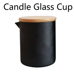 Frosted Glass Candle Cup with Wooden Lid DIY Incense Candle Holder Empty Aromatherapy Wax Container Handmade Aroma Massage