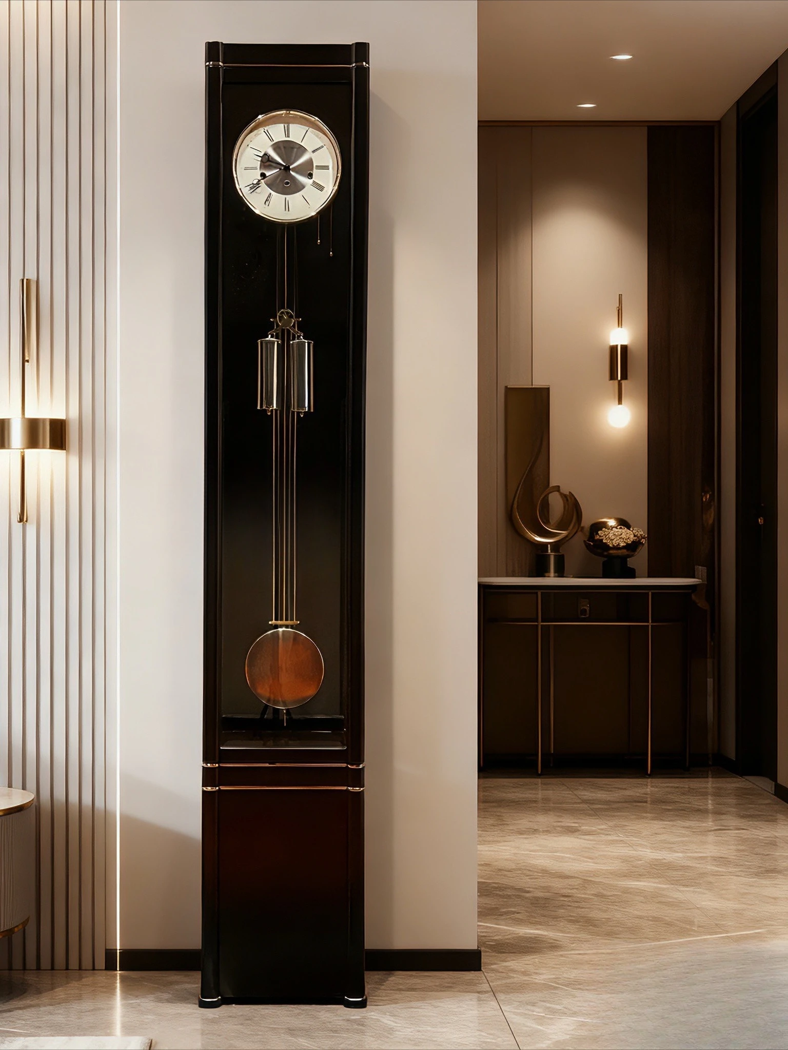 Living room floor clock, high-end atmosphere, modern simple light luxury vertical villa mechanical sitting clock