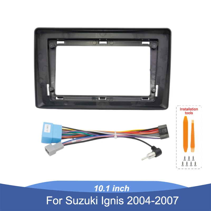 For Suzuki Ignis 2004-2007 10.1 Inch Stereo Fascia Panel Dash Bezel with Wiring Harness