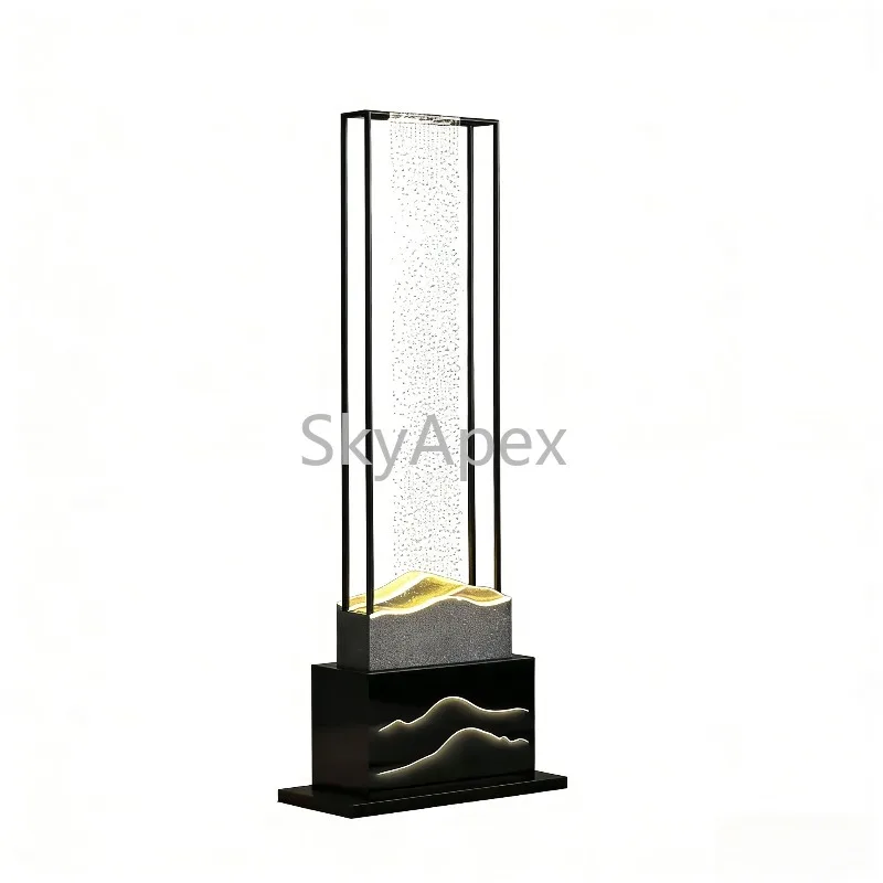 Stainless  Steel  Flowing  Water Floor Lamp - Silent Ambient Light Ornament for Living Room Entrance  Perfect Housewarming  Gift