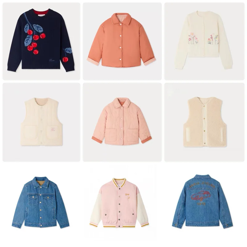 Pre-sale 2026 BP NEW Autumn Baby Girls Sweaters Handmade Heavy Embroidery Cardigan Boys Embroidered Denim Jackets Winter Coat