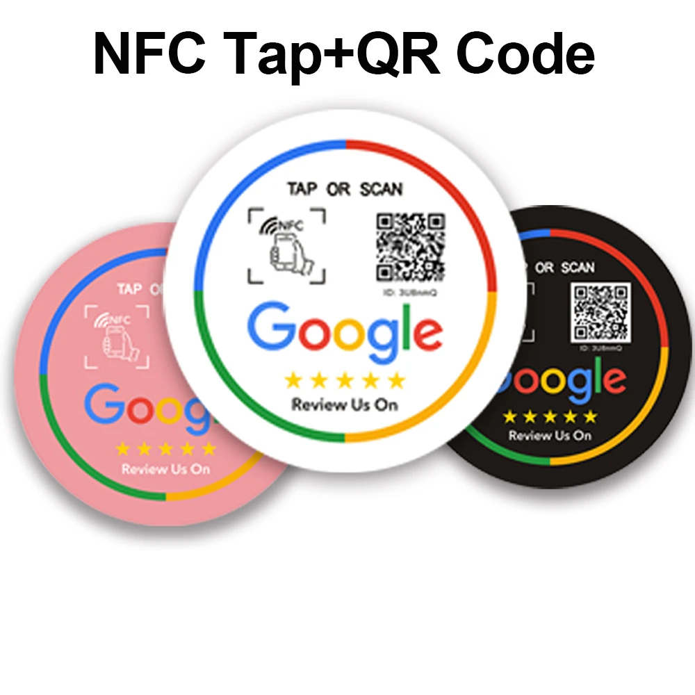 

NFC 215 13.56MHz Programmable Acrylicl with Self-adhesive Backing NFC Table Sticker Diameter 10CM Google Reviews NFC Sticker
