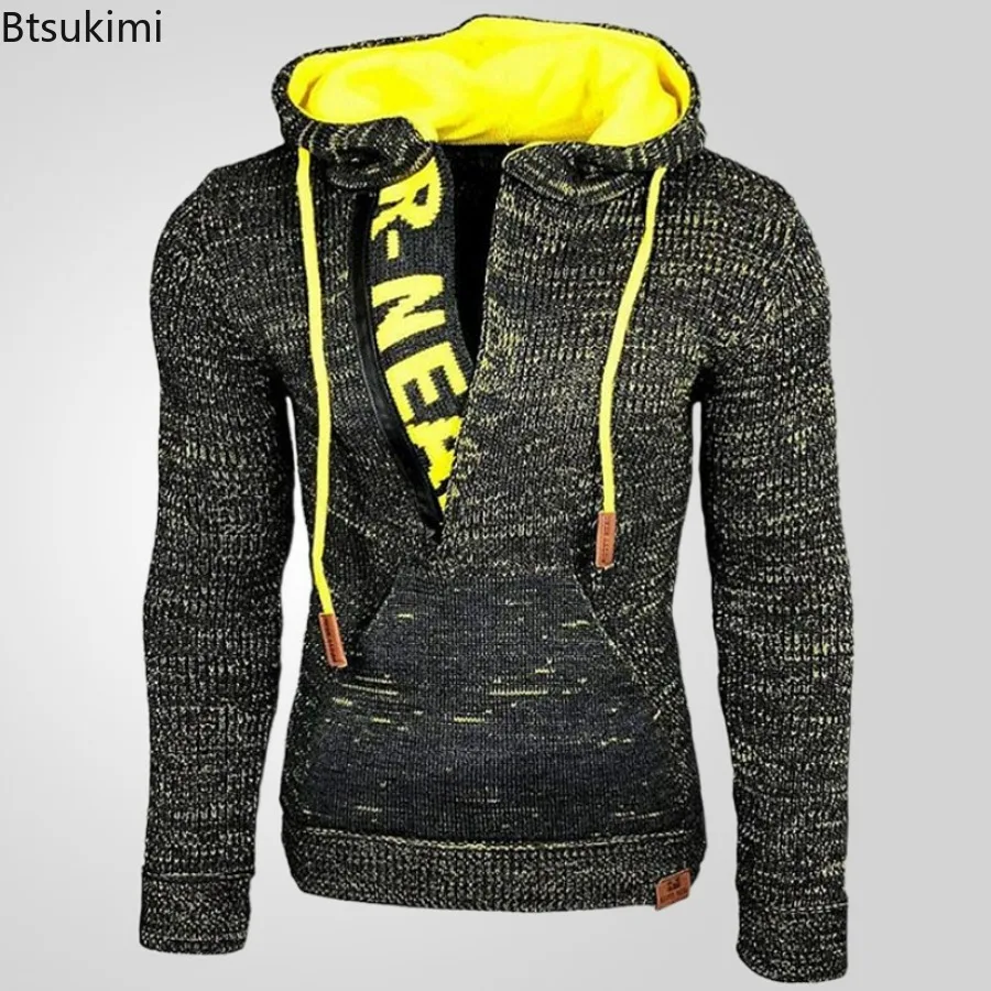2025 Autumn Winter Men's Hooded Sweaters Warm Slim High Neck Sweater Long-sleeved Shirt Male Knitwear Mens Clothes Tops S-4XL - Image 3