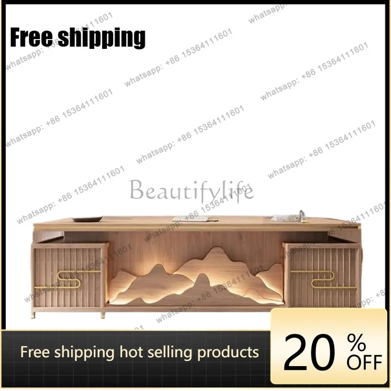 zj.Manager Wooden Office Desks Designer Asthetic Modern Luxury Office Desks Drawers Cheap Large Mesa De Escritorio Furniture