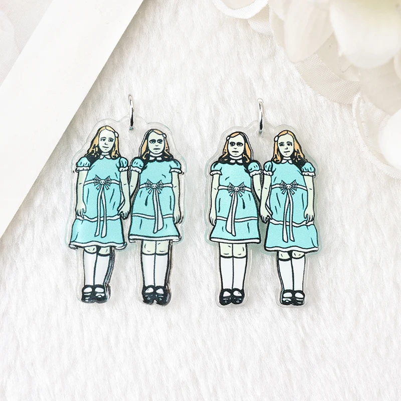 10Pcs Horror Movie Charms Acrylic Creative Spooky Pendant For Necklace Diy Making