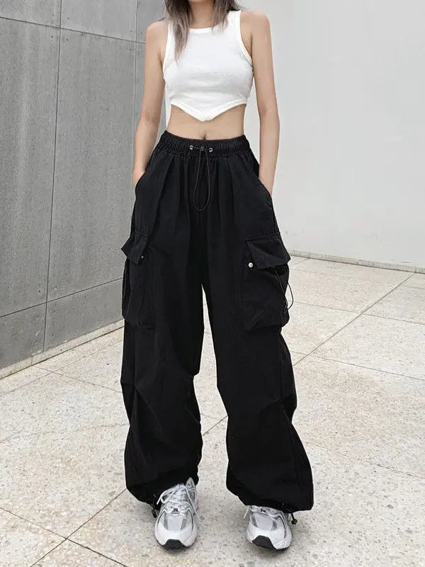 American Retro Workwear Casual Pants Women Summer Versatile Straight Drapey Trousers Loose Wide Leg Pants Spring Autumn