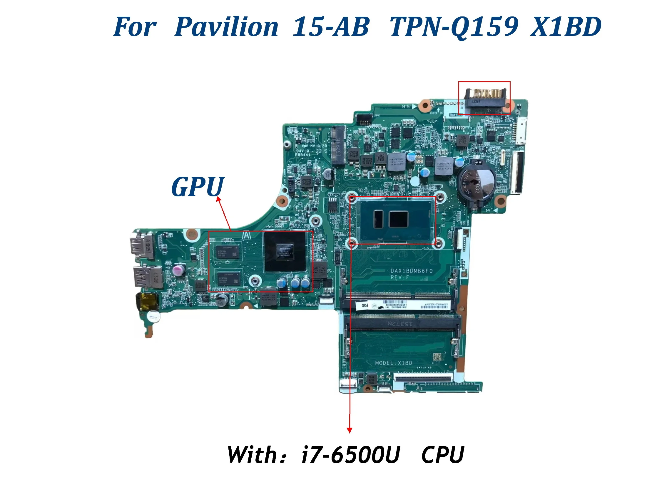 DAX1BDMB6F0  For HP Pavilion 15-AB TPN-Q159 X1BD Laptop motherboard  With i5-6200U i7-6500U CPU 940M 2G GPU UMA 100% Tested
