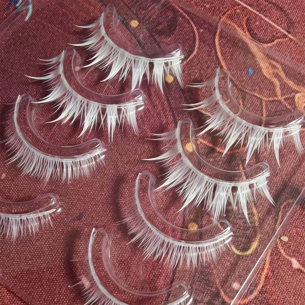 Narzędzia do makijażu oczu Halloween Białe rzęsy Naturalny wygląd Maskarada Impreza Cosplay Białe rzęsy Wielokrotnego użytku sztuczne rzęsy