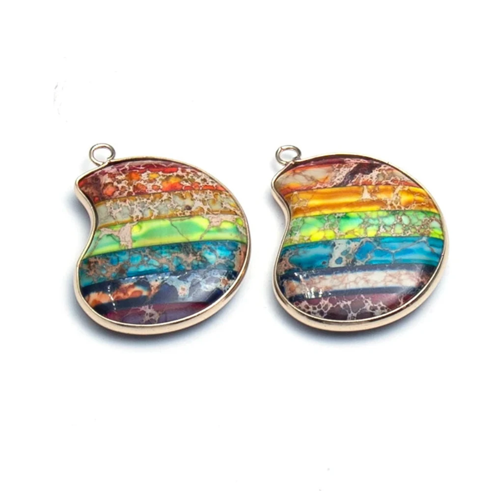 1 unidad de colgantes de piedras preciosas naturales de 20x35mm, dijes de piedra Imperial de siete colores, joyería DIY de un solo orificio, collar, pendientes, accesorios