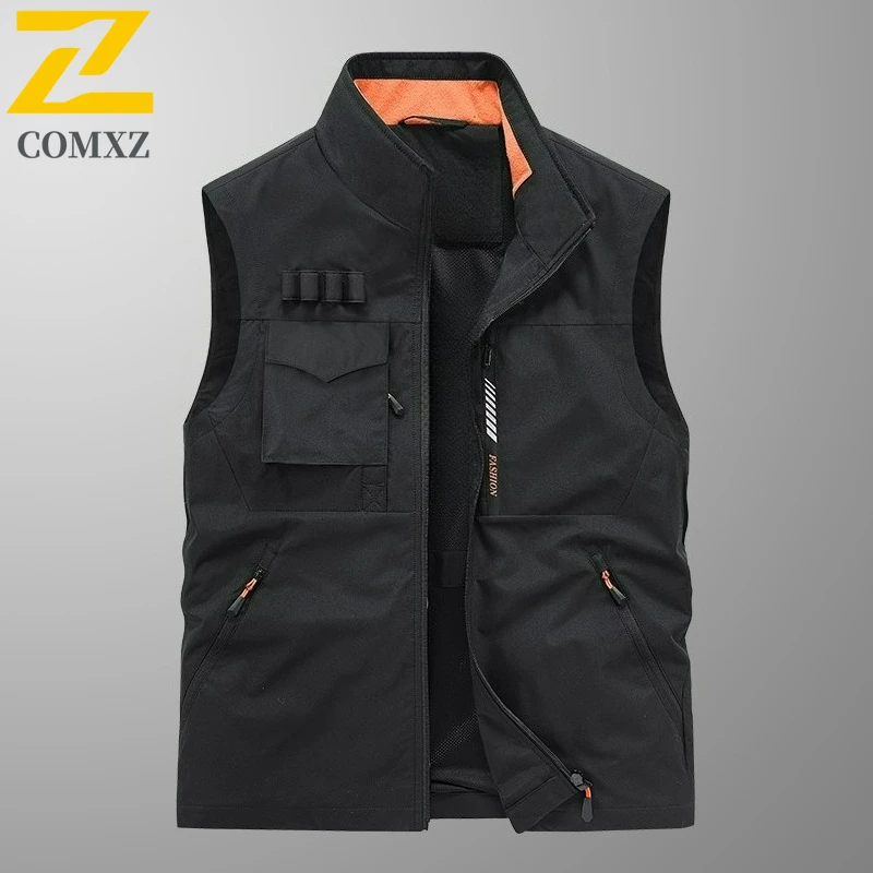 Men's Mesh Lined Vest Outdoor Multi Pocket Photography Fishing Breathable Vests Casual Lightweight Utility Wear Resistant Gilet