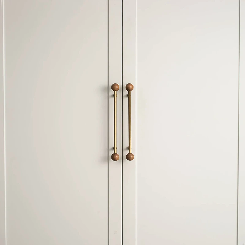 American Style Brass Walnut Furniture Handles and Knobs for Cupboard Kitchen Home Drawers Vintage Handles for Wooden Furniture