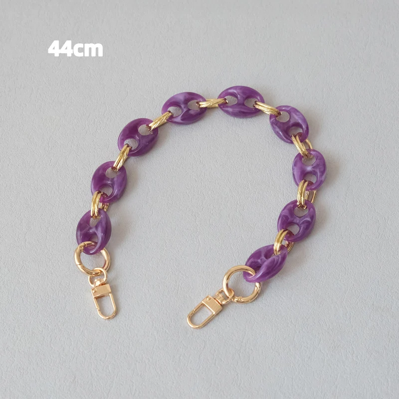 Neue Modische Damen-Taschenaccessoires: Leoparden-Muster, Bonbon-Rot, Blau, Acrylharz, Metallkette, Schulterriemen, Lange Kette für Umhängetaschen – Detail 17