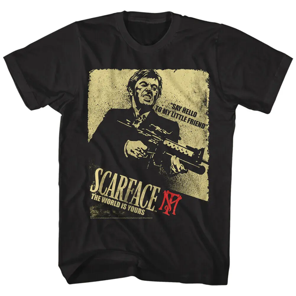 

Scarface Movie Say Hello To My Little Friend Poster Men's T Shirt Cuban Mafia