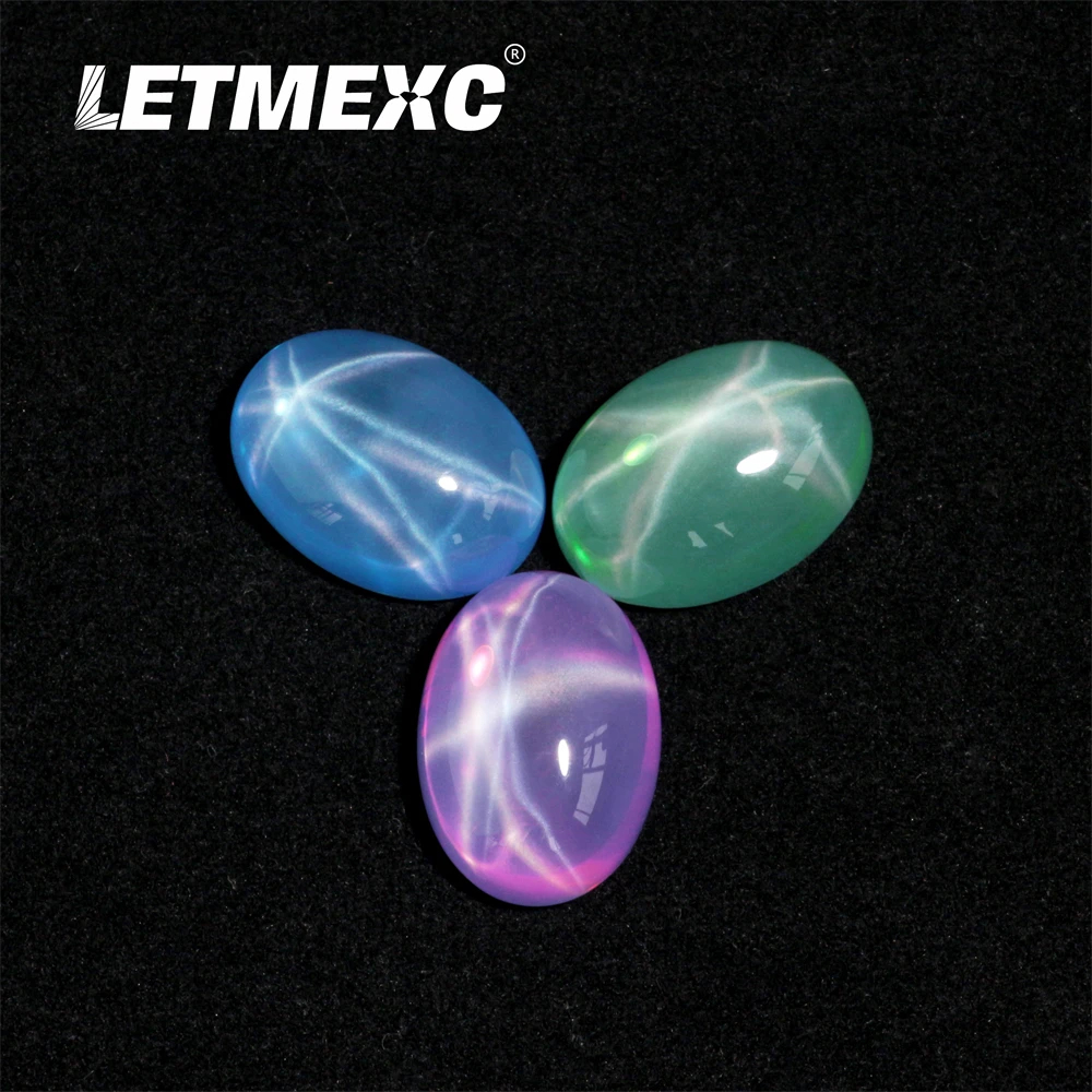 

LETMEXC Round Cabochon And Oval Cabochon Colorful Star Synthetic Corundum Gems Suitable For Making Ring Pendants