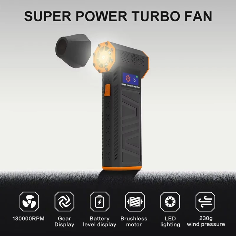 Mini Turbo Jet Fan Electric Air Duster Air Blower 3 Gear Adjustable Wind Speed Turbo Blower With Vacuum Nozzle