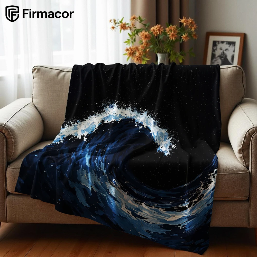 Starry Night Curling Wave Soft Flannel Blanket Breathable Warm Throw for Office Car Sofa Kids Room Birthday Xmas Gift