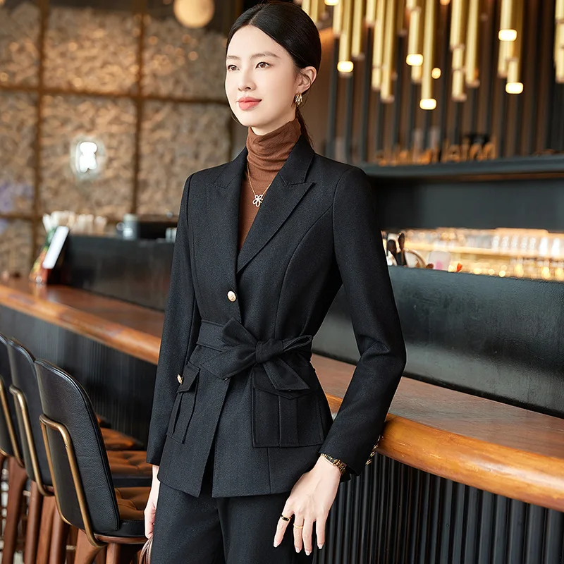 2024Autumn and Winter New Purplish Red Suit Jacket Women's Pants Professional Casual Two-Piece Suit Fashion High-End