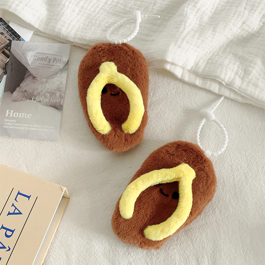 

12cm Cute Slippers Plush Pendant Creative Flip-flop Doll Keychain Couple Pendant Bag Accessories Girl Gift Birthday Gift