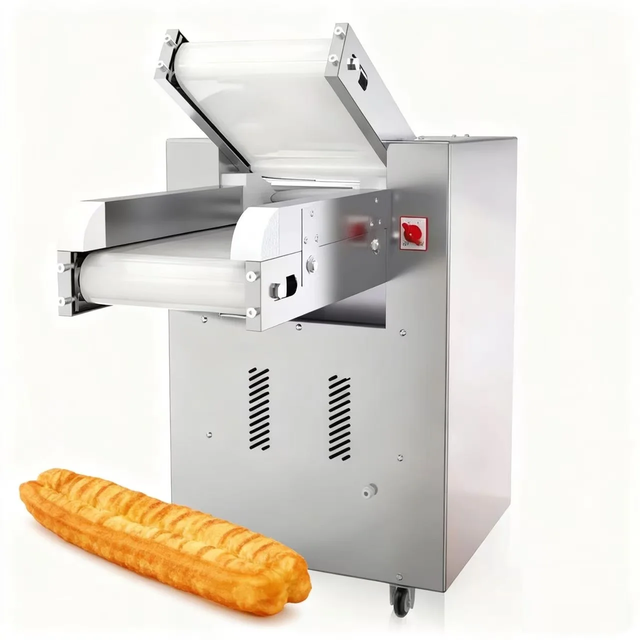 Automatic Pizza Dumpling Bread Noodle Dough Press Maker With Conveyor Belt Adjustable Thickness Electric Dough Sheeter Machine