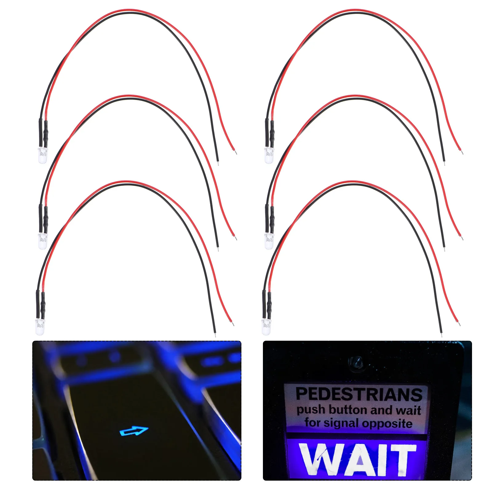 25 Pcs LED Indicator Light Warm Emitting Diode 5mm Lamp Pre-Wired Flash 12V Wiring