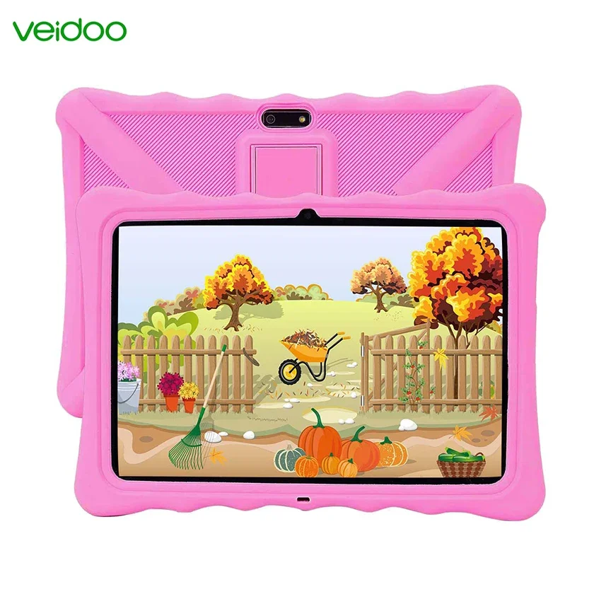 Veidoo nuovo Tablet per bambini economico da 10 pollici 2 + 32GB con custodia in Silicone Tablet Pc Android Quad Core per l'apprendimento educativo dei bambini