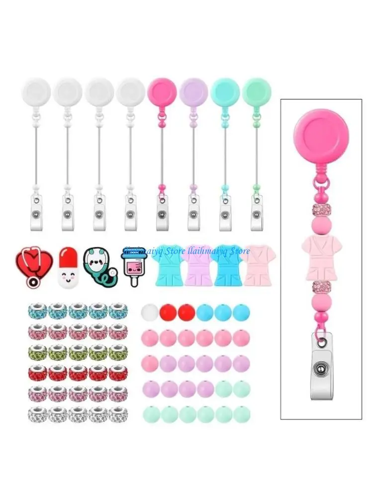 

573B Set of 76 Retractable Badge Holder Badge Clip Unique Badge Reel Retractable Clip for Doctors and Clinic Staff