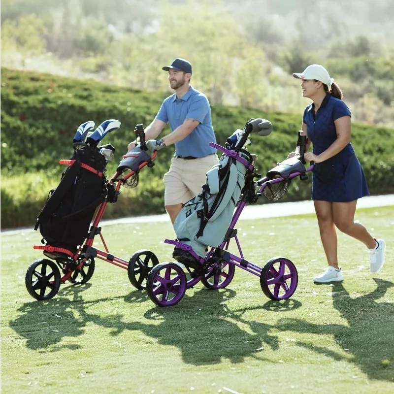 Golf Push Cart, 3-Wheel Foldable Walking Golf Cart
