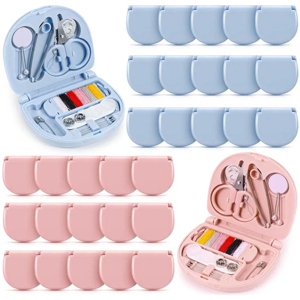 1–2 Stück Mini-Reise-Nähset, tragbar, DIY-Zubehör, Kunststoffbox, anfängerfreundliches Notfall-Reparaturset mit Fäden, Scheren