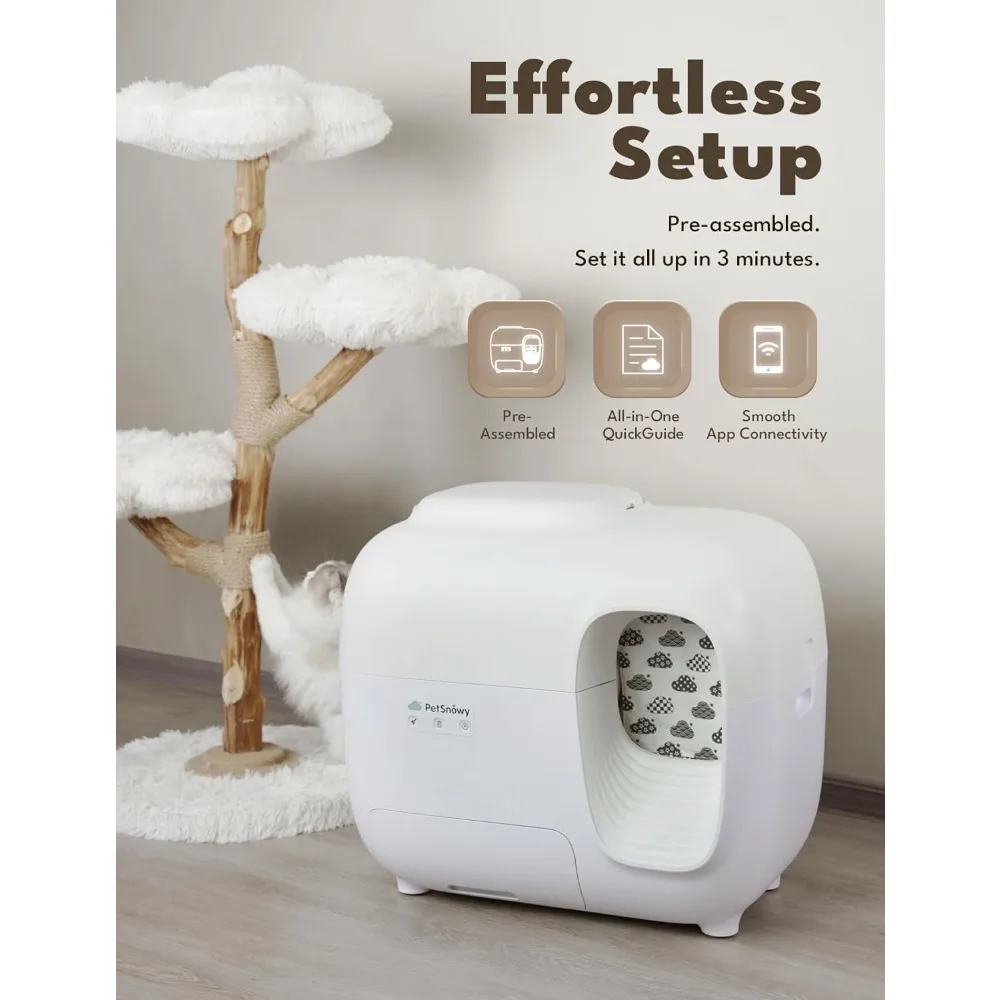 Less Smell Cats Pet Products (2024 Premium Version) Snow+ Automatic Cat Litter Box Self Cleaning Litter Box - Easy 3-Min Setup