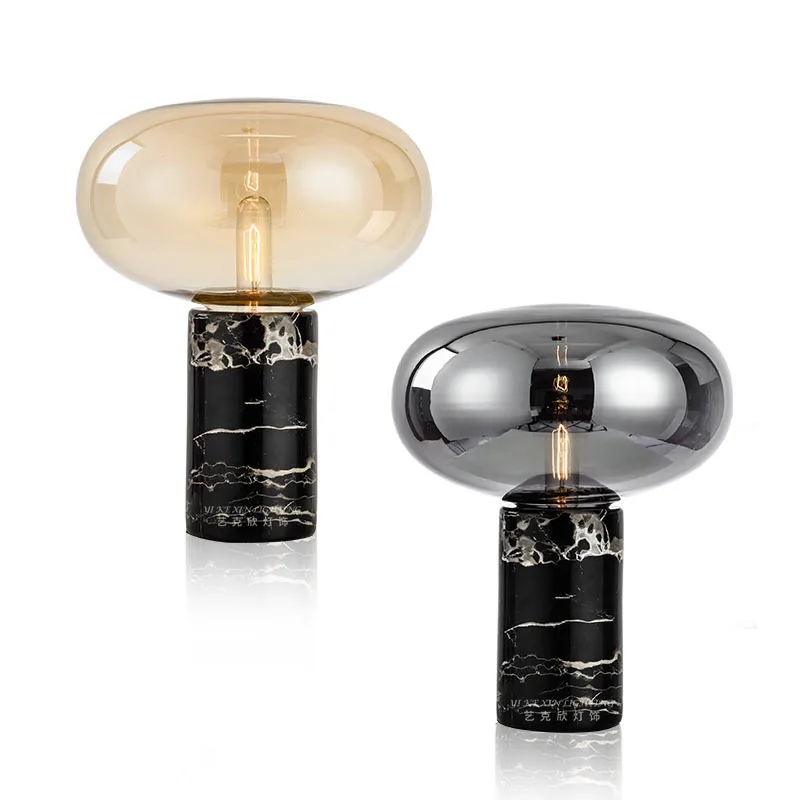 

Light luxury ins new post-modern minimalist designer bedroom living room decoration glass ball lampshade marble table lamp