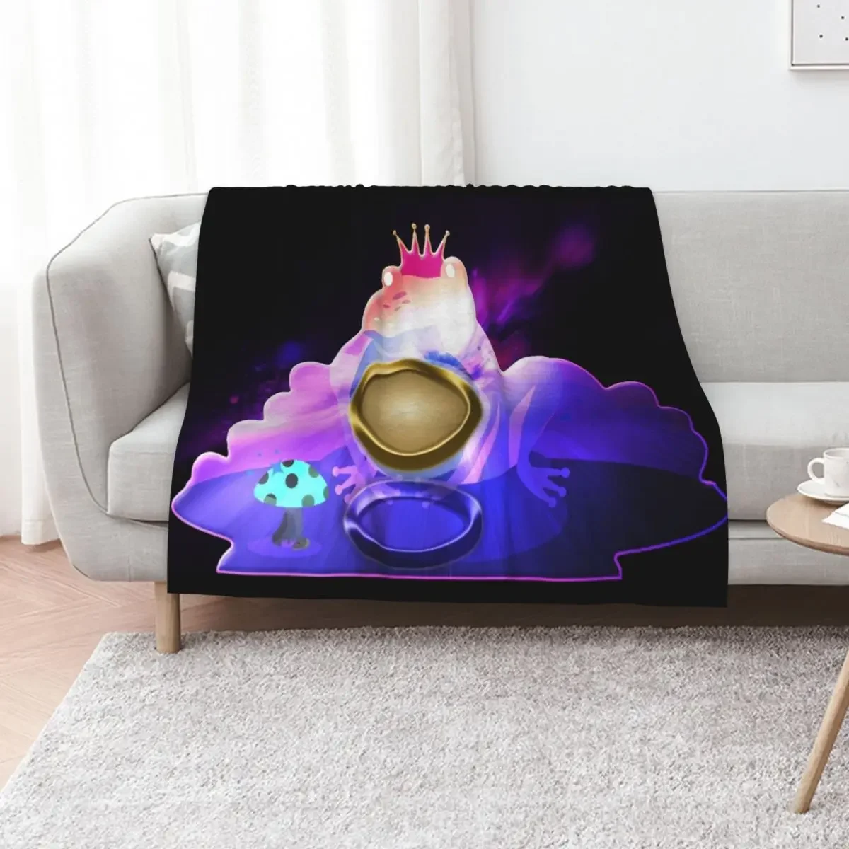 

blacklight frog hypercolor - frog on a mushroom galaxy Throw Blanket Loose For Baby Beautifuls bed plaid Blankets